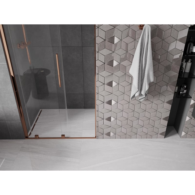 Mexen Velar porte de douche coulissante 120 cm, transparent, or rose - 871-120-000-01-60