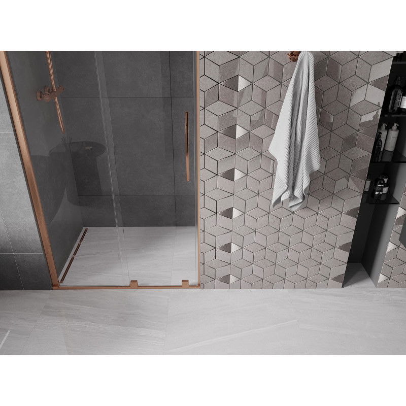 Mexen Velar portes de douche coulissantes 90 cm, transparent, cuivre brossé - 871-090-000-01-65