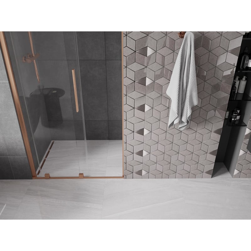 Mexen Velar porte de douche coulissante 100 cm, transparent, cuivre brossé - 871-100-000-01-65