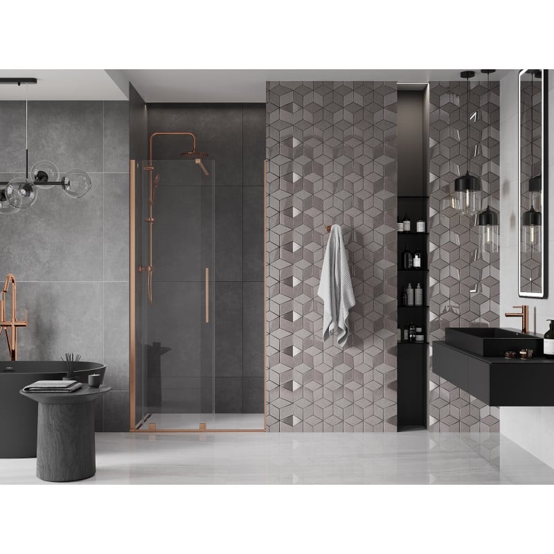 Mexen Velar porte de douche coulissante 100 cm, transparent, cuivre brossé - 871-100-000-01-65