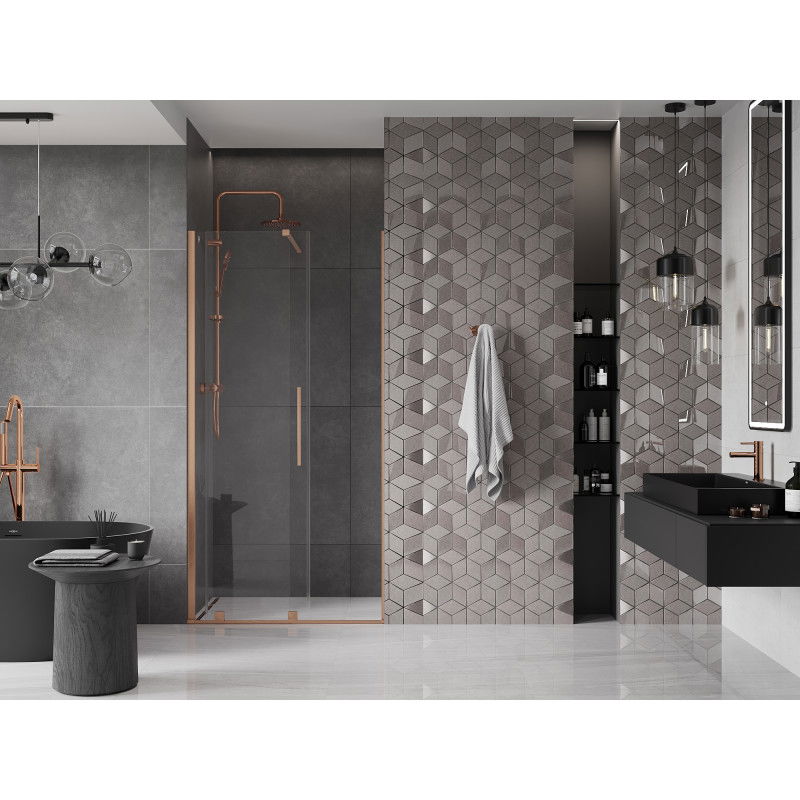 Mexen Velar portes de douche coulissantes 110 cm, transparentes, cuivre brossé - 871-110-000-01-65