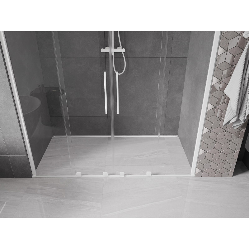 Mexen Velar Duo portes de douche coulissantes 170 cm, transparentes, blanches - 871-170-000-02-20