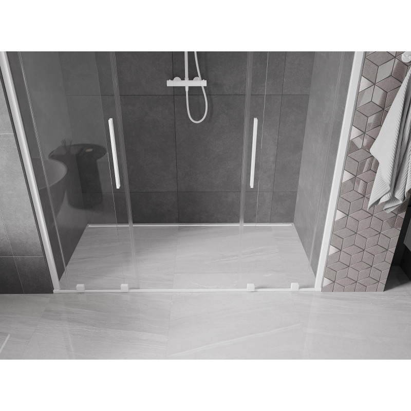 Mexen Velar Duo portes de douche coulissantes 180 cm, transparentes, blanches - 871-180-000-02-20