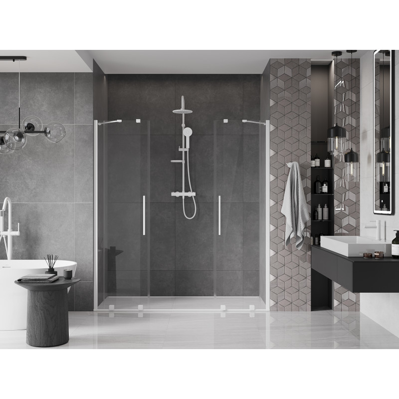 Mexen Velar Duo porte de douche coulissantes 180 cm, transparentes, blanches - 871-180-000-02-20