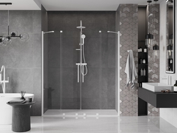 Mexen Velar Duo porte de douche coulissantes 180 cm, transparentes, blanches - 871-180-000-02-20
