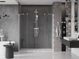 Mexen Velar Duo portes de douche coulissantes 180 cm, transparentes, blanches - 871-180-000-02-20