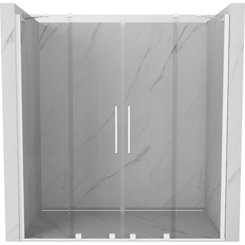 Mexen Velar Duo portes de douche coulissantes 200 cm, transparentes, blanches - 871-200-000-02-20