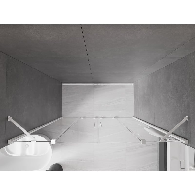 Mexen Velar Duo porte de douche coulissante 200 cm, transparent, blanc - 871-200-000-02-20