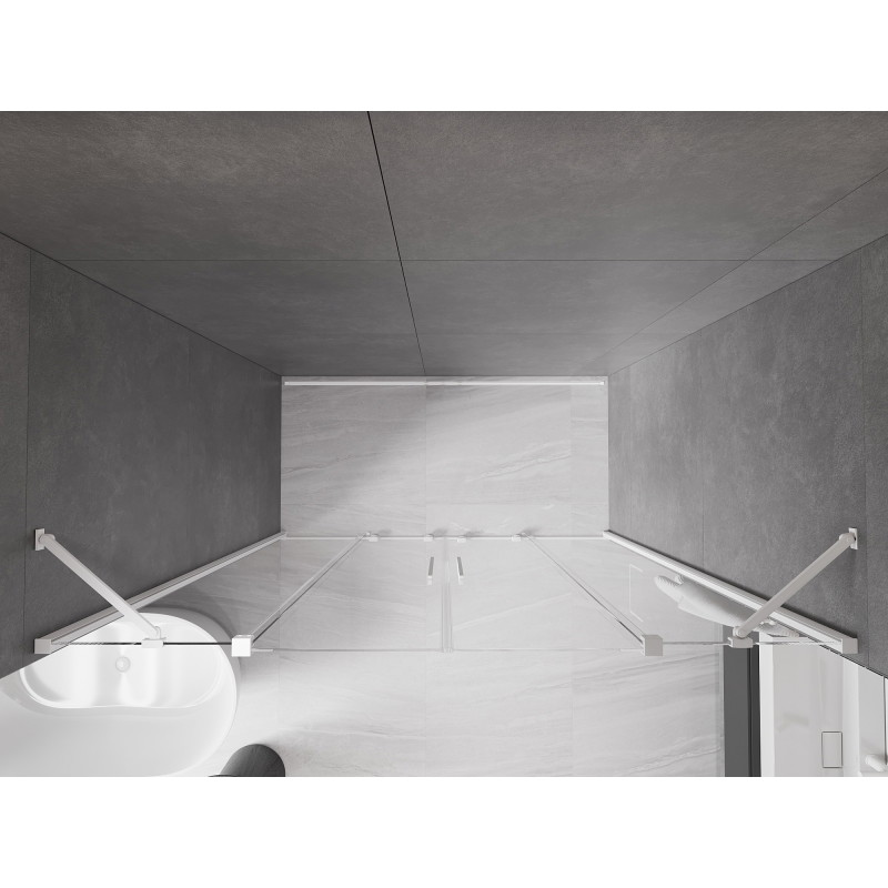Mexen Velar Porte de douche coulissante Duo 200 cm, transparentes, blanches - 871-200-000-02-20