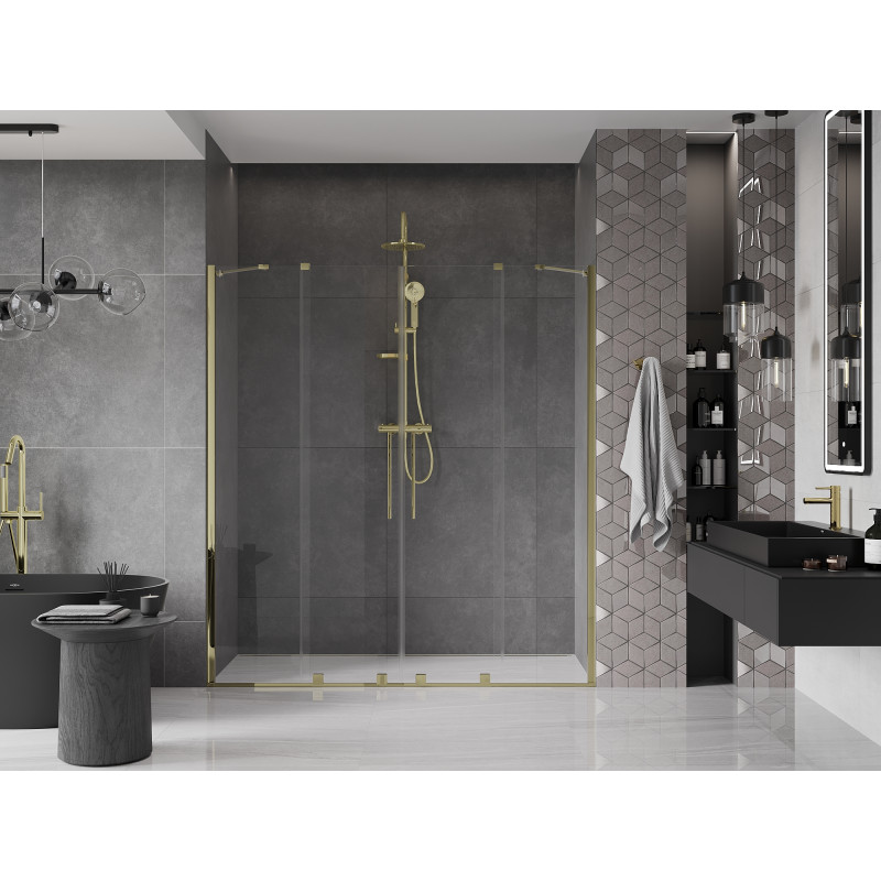 Mexen Velar Duo portes de douche coulissantes 200 cm, transparentes, dorées - 871-200-000-02-50