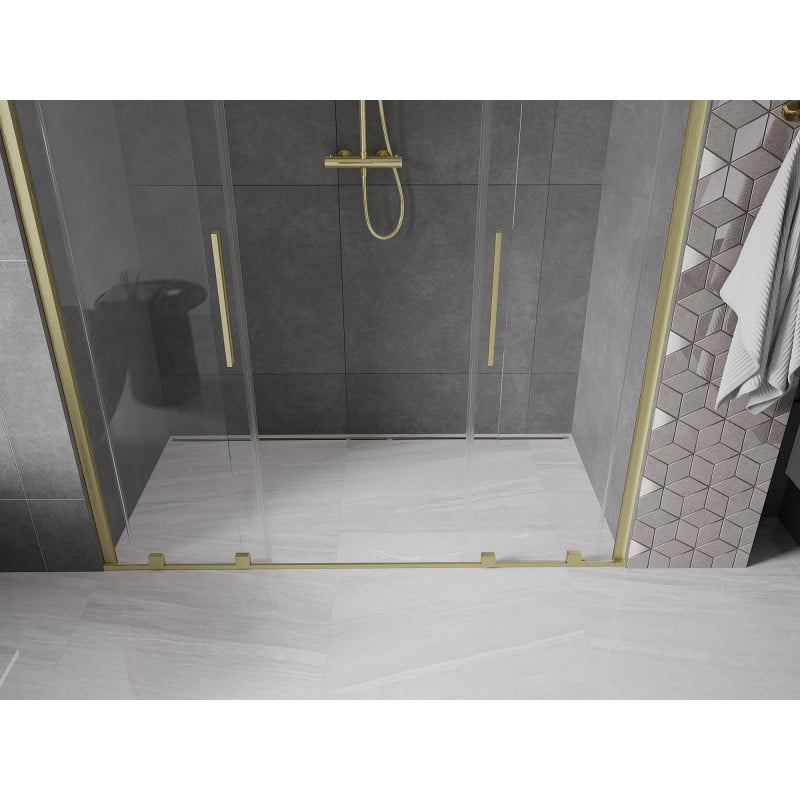 Mexen Velar Duo portes de douche coulissantes 200 cm, transparentes, or brossé - 871-200-000-02-55