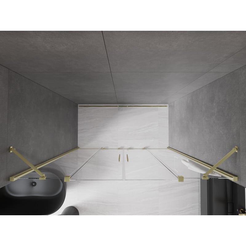Mexen Velar Duo portes de douche coulissantes 200 cm, transparentes, or brossé - 871-200-000-02-55