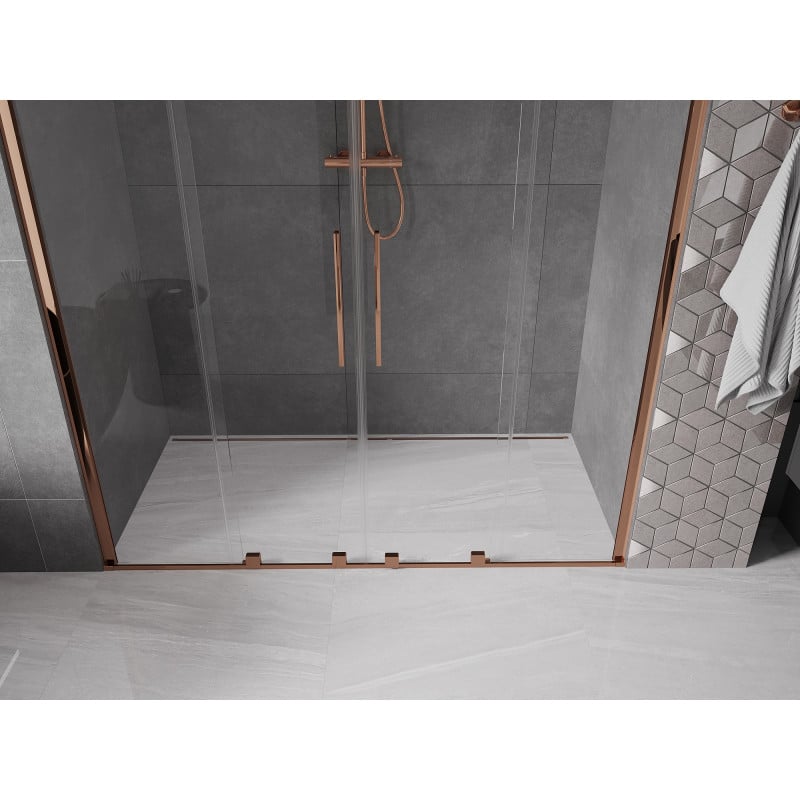 Mexen Velar Duo porte de douche coulissantes 180 cm, transparent, or rose - 871-180-000-02-60