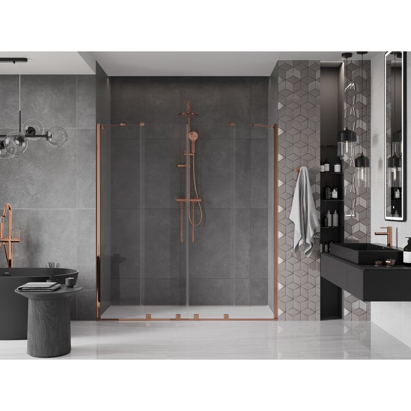 Mexen Velar Duo porte de douche coulissantes 180 cm, transparent, or rose - 871-180-000-02-60