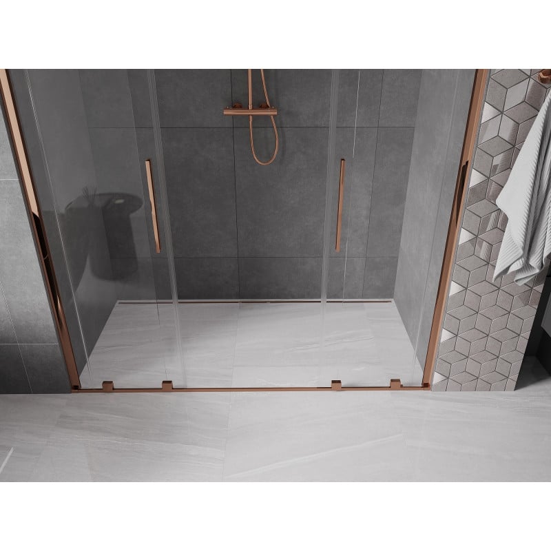 Mexen Velar Duo porte de douche coulissante 200 cm, transparent, or rose - 871-200-000-02-60