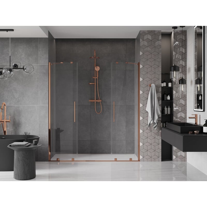 Mexen Velar Duo porte de douche coulissante 200 cm, transparent, or rose - 871-200-000-02-60