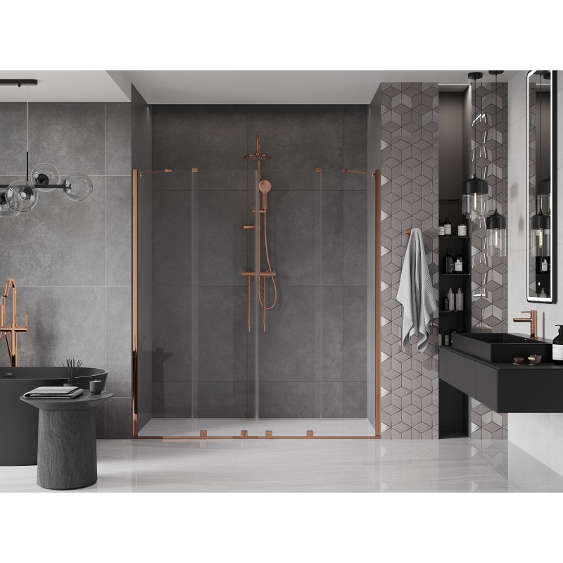 Mexen Velar Duo porte de douche coulissante 200 cm, transparent, or rose - 871-200-000-02-60