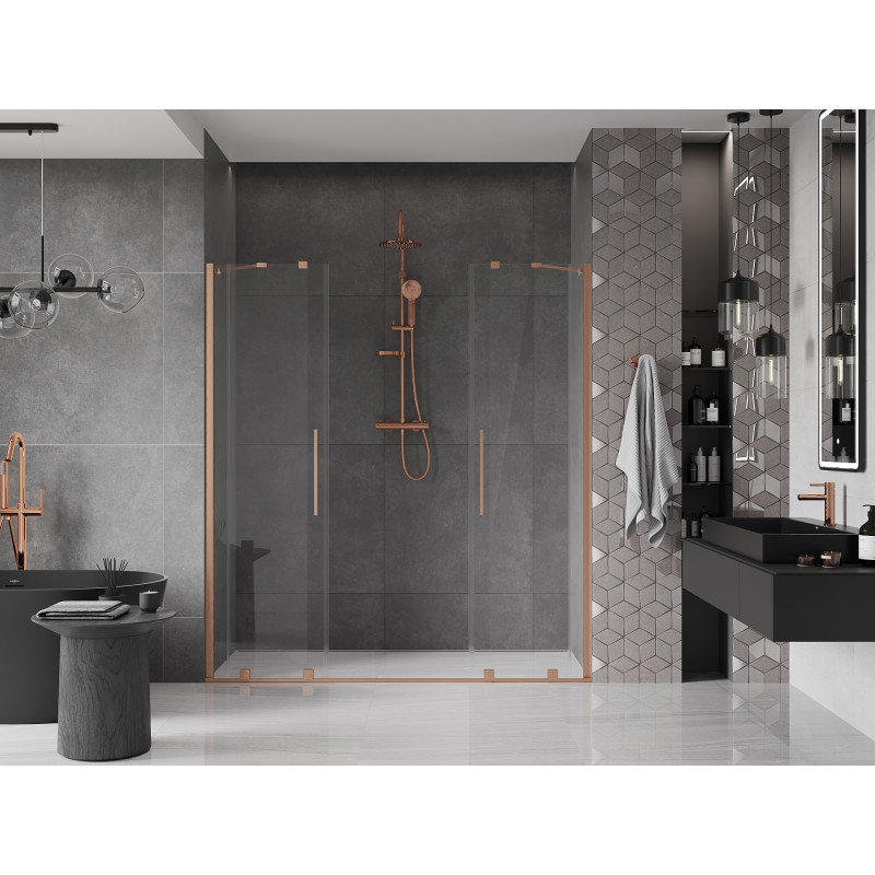 Mexen Velar Duo portes de douche coulissantes 170 cm, transparent, cuivre brossé - 871-170-000-02-65