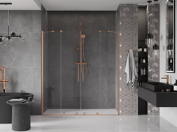 Mexen Velar Duo porte de douche coulissante 170 cm, transparent, cuivre brossé - 871-170-000-02-65