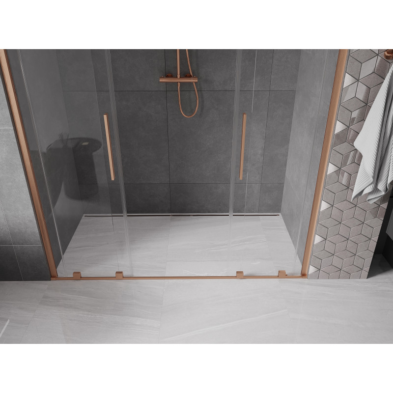 Mexen Velar Duo porte de douche coulissante 180 cm, transparent, cuivre brossé - 871-180-000-02-65