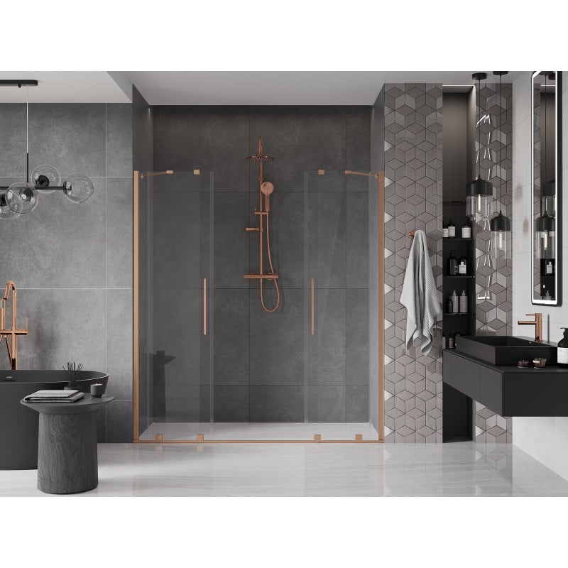 Mexen Velar Duo porte de douche coulissantes 200 cm, transparent, cuivre brossé - 871-200-000-02-65
