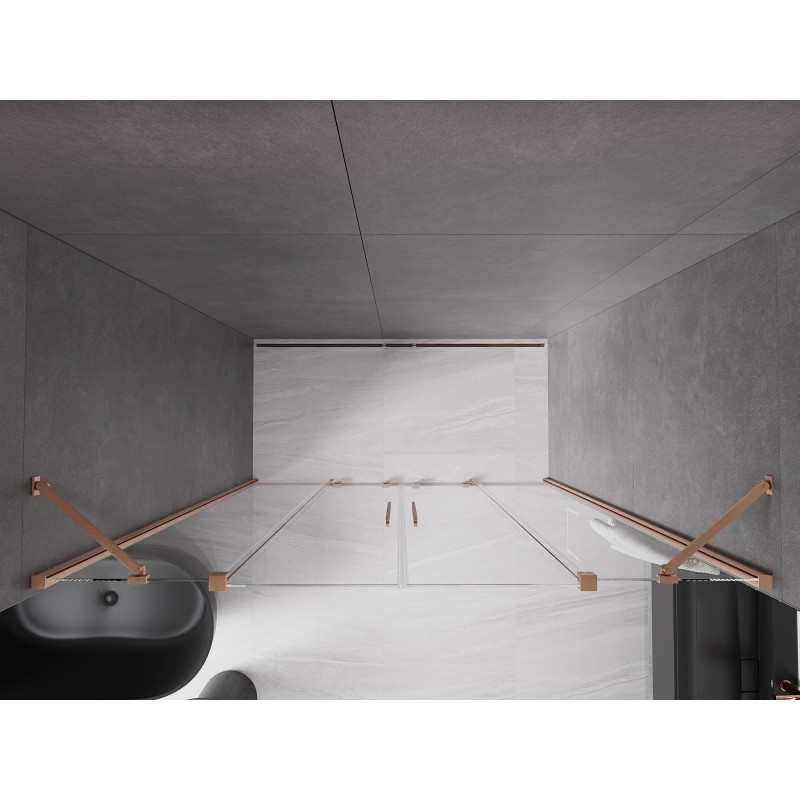 Mexen Velar Duo portes de douche coulissantes 200 cm, transparent, cuivre brossé - 871-200-000-02-65