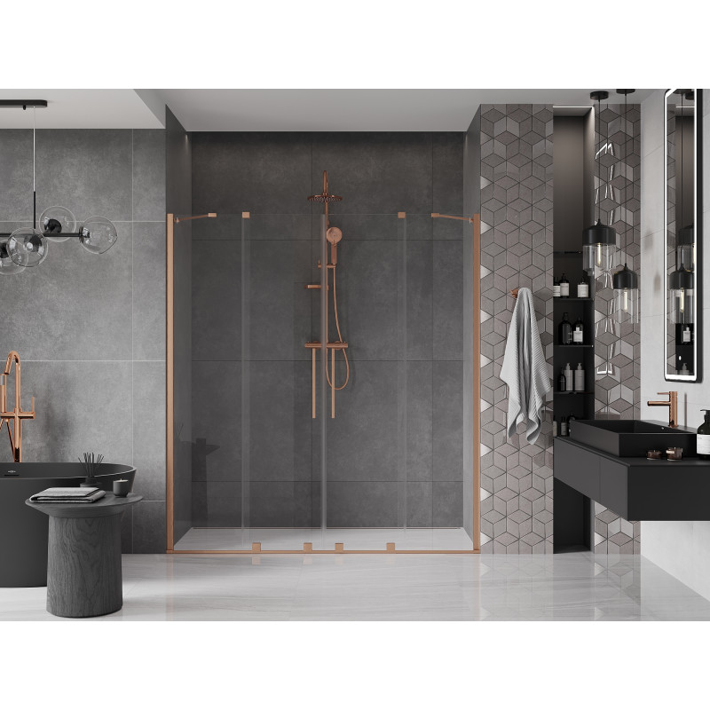 Mexen Velar Duo porte de douche coulissantes 200 cm, transparent, cuivre brossé - 871-200-000-02-65