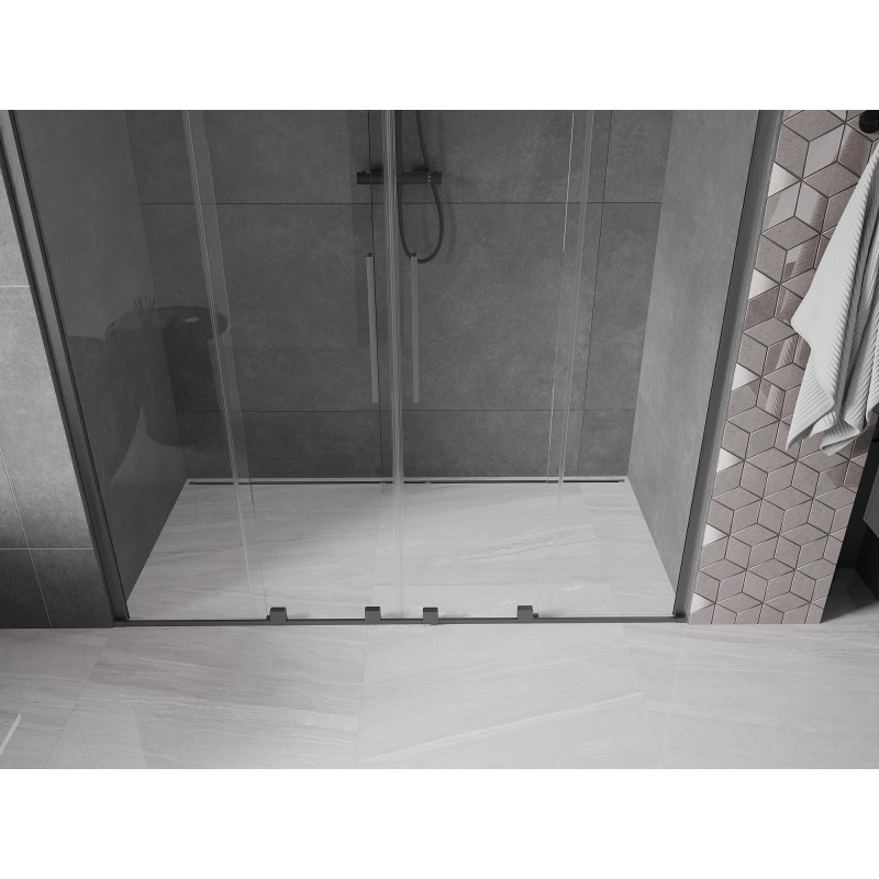 Mexen Velar Duo portes de douche coulissantes 180 cm, transparent, gris canon brossé - 871-180-000-02-66