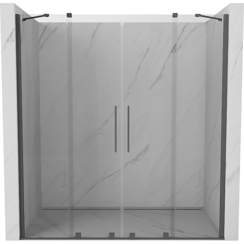 Mexen Velar Duo portes de douche coulissantes 200 cm, transparent, gris canon brossé - 871-200-000-02-66