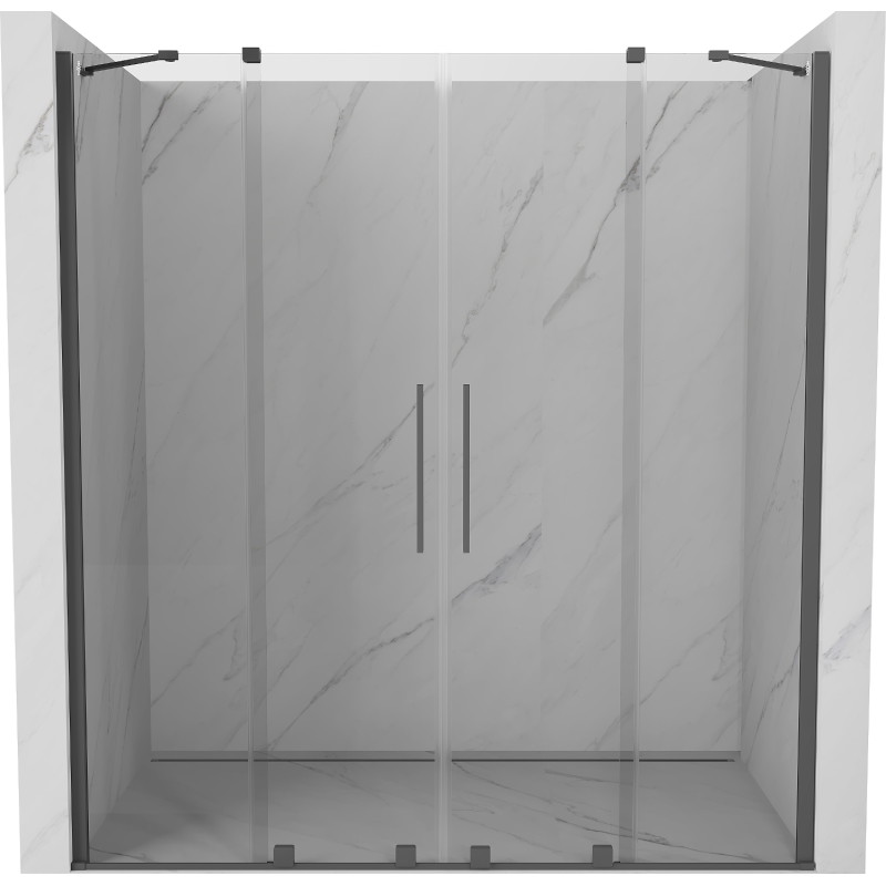 Mexen Velar Duo portes de douche coulissantes 200 cm, transparentes, gris pistolet brossé - 871-200-000-02-66