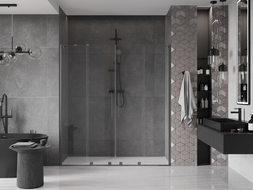 Mexen Velar Duo portes de douche coulissantes 200 cm, transparent, gris canon brossé - 871-200-000-02-66