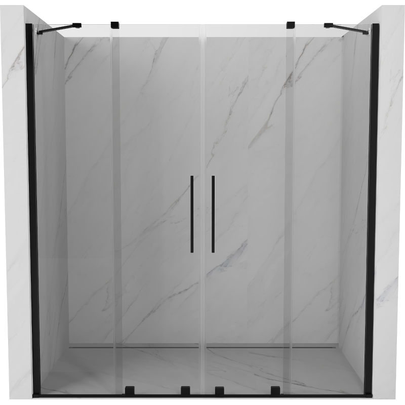 Mexen Velar Duo porte de douche coulissante 200 cm, transparent, noir - 871-200-000-02-70