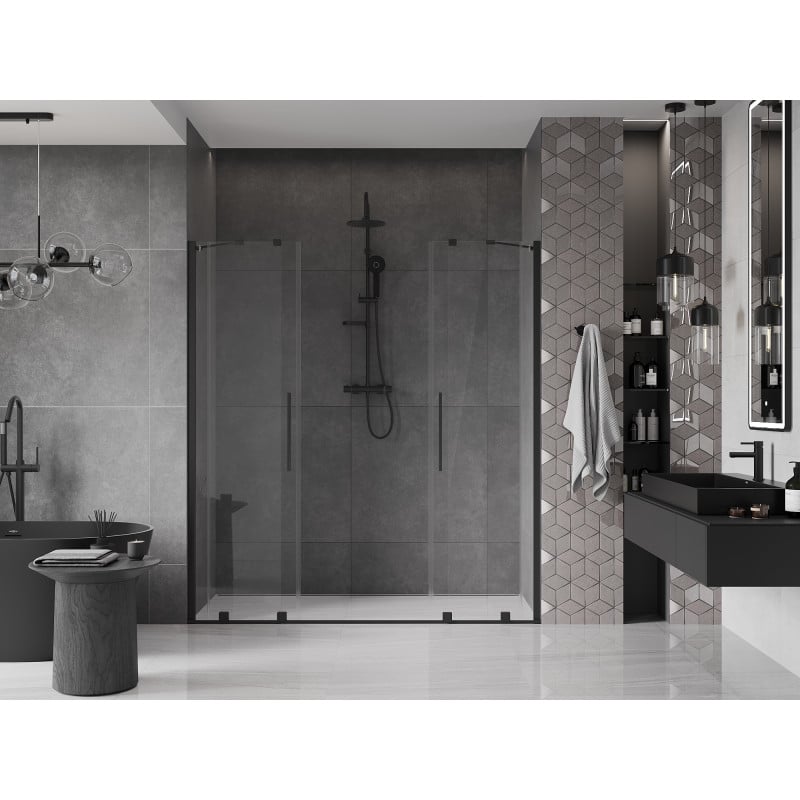 Mexen Velar Duo porte de douche coulissante 200 cm, transparent, noir - 871-200-000-02-70