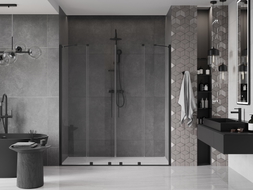 Mexen Velar Duo portes de douche coulissantes 200 cm, transparentes, noires - 871-200-000-02-70