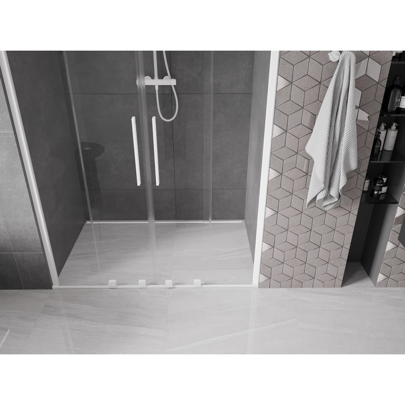 Mexen Velar Duo porte de douche coulissante 160 cm, transparent, blanc - 871-160-000-02-20