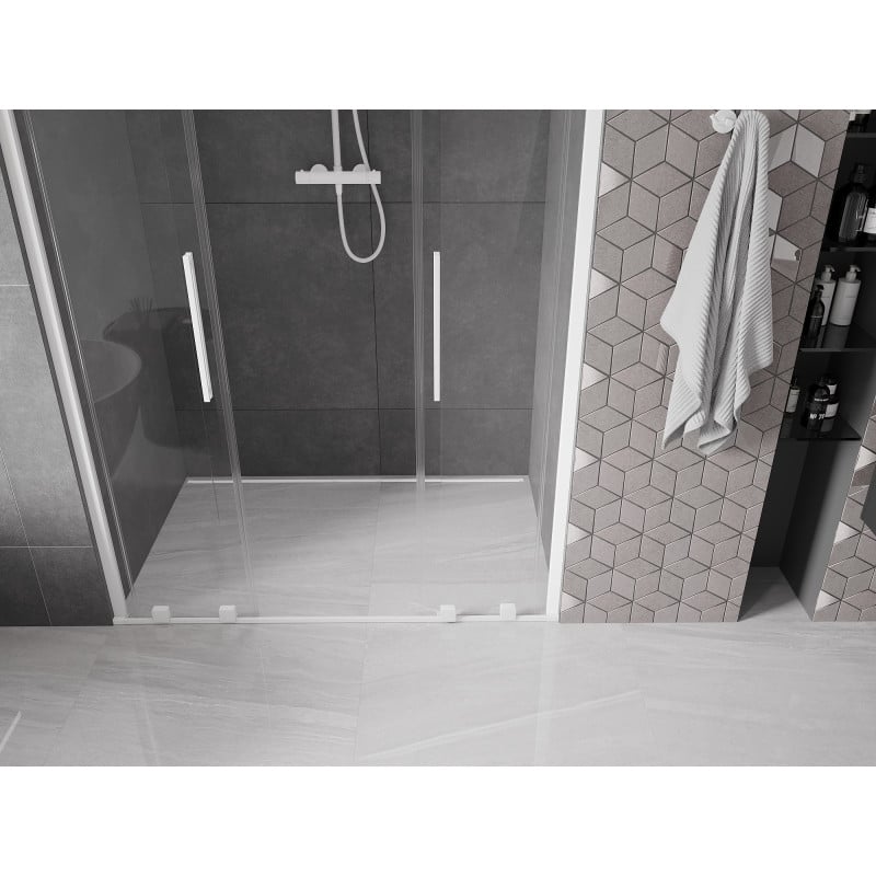 Mexen Velar Duo porte de douche coulissante 160 cm, transparent, blanc - 871-160-000-02-20