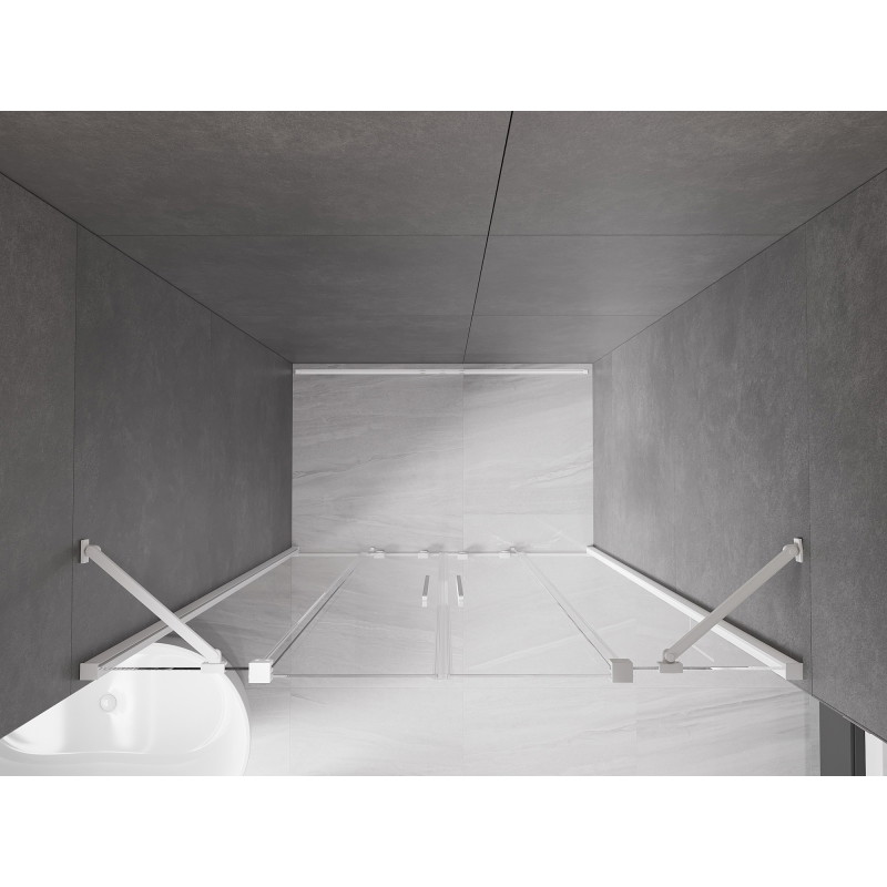 Mexen Velar Duo portes de douche coulissantes 150 cm, transparentes, blanches - 871-150-000-02-20