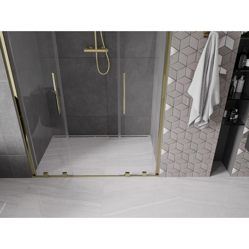 Mexen Velar Porte de douche coulissante duo 150 cm, transparentes, dorées - 871-150-000-02-50