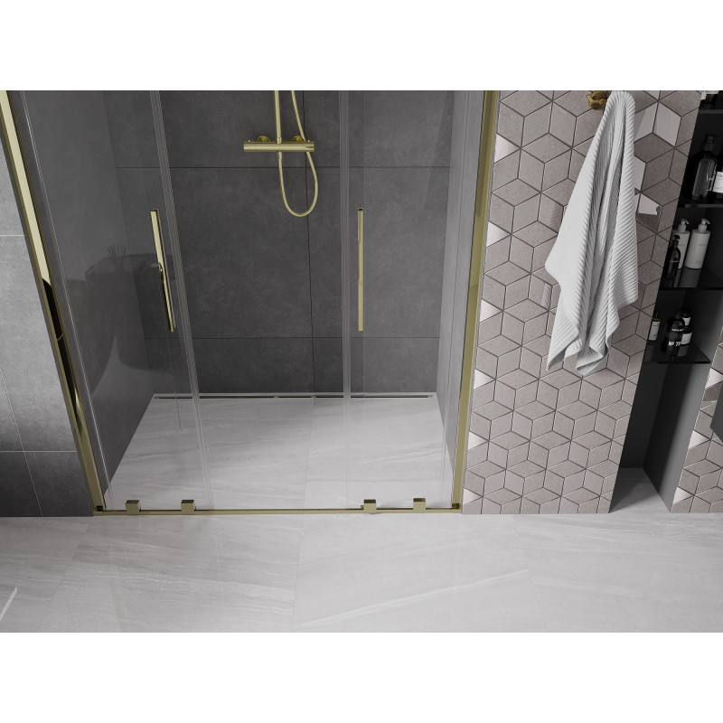 Mexen Velar Duo porte de douche coulissante 160 cm, transparentes, dorées - 871-160-000-02-50