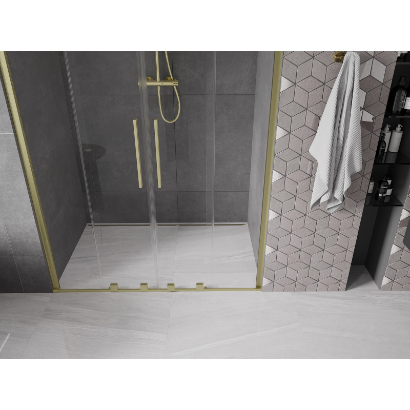 Mexen Velar Duo portes de douche coulissantes 140 cm, transparent, doré brossé - 871-140-000-02-55