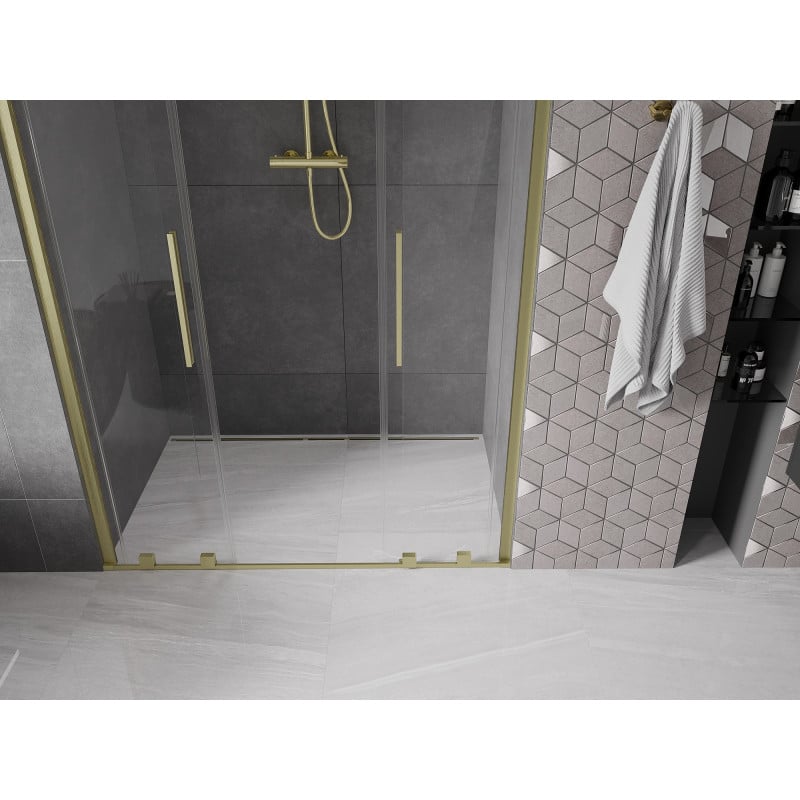 Mexen Velar Duo portes de douche coulissantes 140 cm, transparent, doré brossé - 871-140-000-02-55