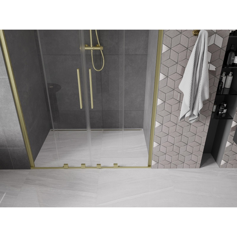 Mexen Velar Duo de portes de douche coulissantes 150 cm, transparentes, dorées brossées - 871-150-000-02-55