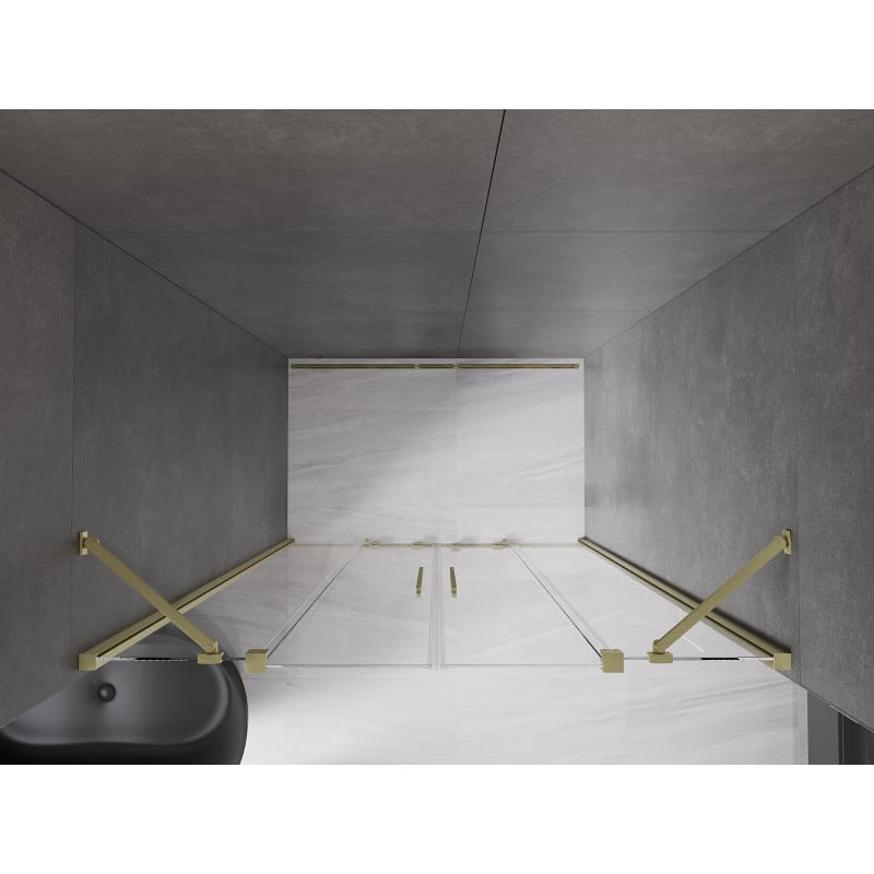 Mexen Velar Duo porte de douche coulissante 160 cm, transparent, or brossé - 871-160-000-02-55