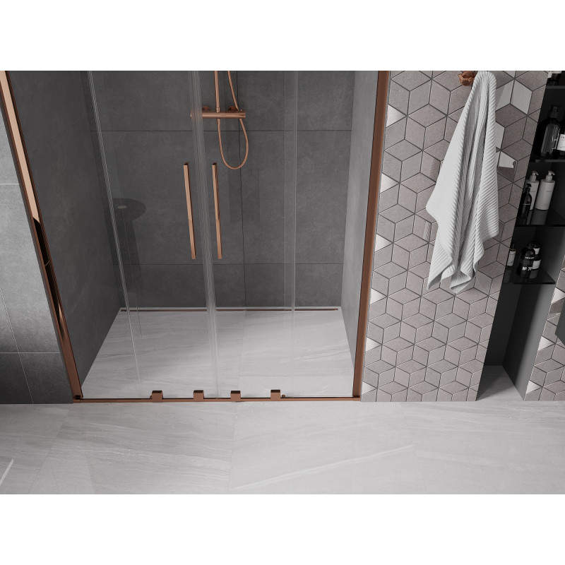 Mexen Velar Duo porte de douche coulissante 140 cm, transparent, or rose - 871-140-000-02-60