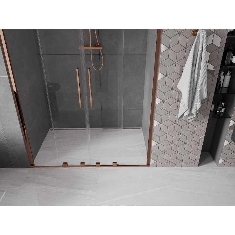 Mexen Velar Duo portes de douche coulissantes 140 cm, transparent, or rose - 871-140-000-02-60