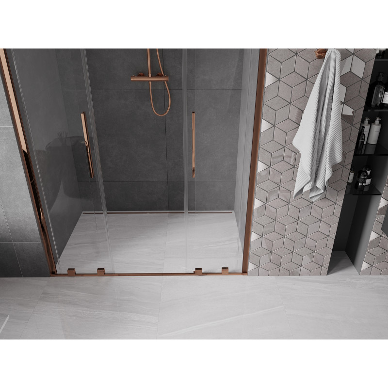 Mexen Velar Duo porte de douche coulissante 140 cm, transparent, or rose - 871-140-000-02-60