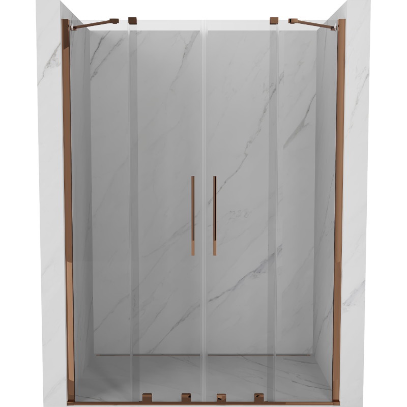 Mexen Velar Duo portes de douche coulissantes 150 cm, transparent, or rose - 871-150-000-02-60