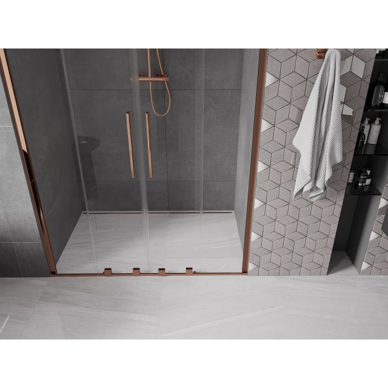 Mexen Velar Duo porte de douche coulissante 160 cm, transparent, or rose - 871-160-000-02-60