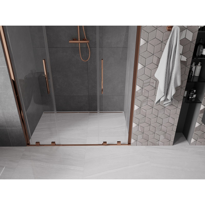Mexen Velar Duo portes de douche coulissantes 160 cm, transparentes, or rose - 871-160-000-02-60