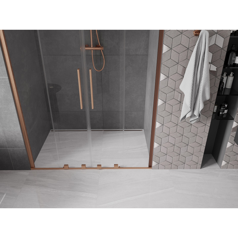 Mexen Velar Duo porte de douche coulissante 140 cm, transparent, cuivre brossé - 871-140-000-02-65